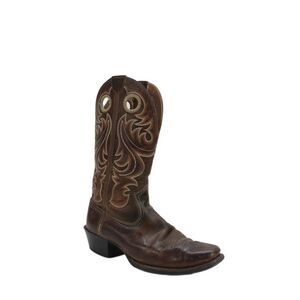 Ariat Mens Leather Embroidered Slip On Western Boots Brown Size 10.5